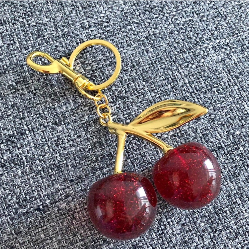 Cherry bag charm or keychain